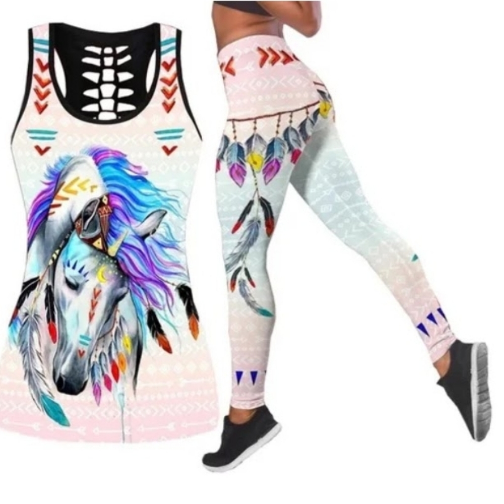 Printed athletic top and bottom